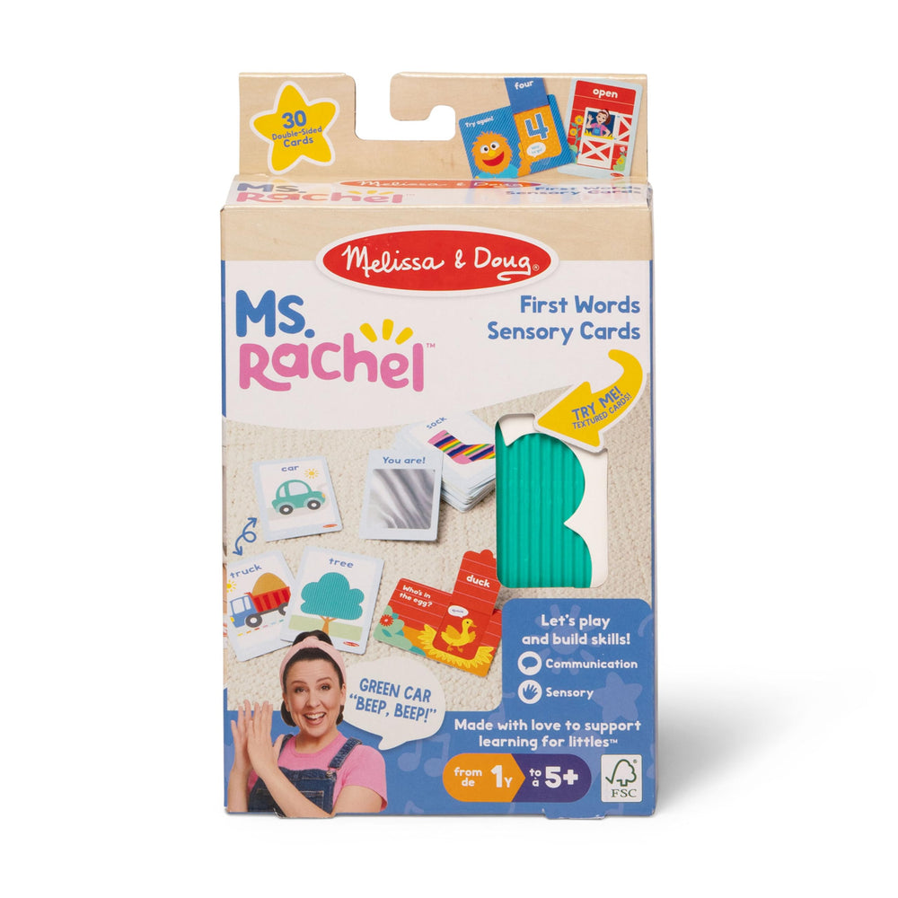 Melissa & Doug Ms. Rachel peek-a-boo card includes lift-the-flap surprises to engage toddlers.