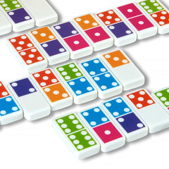 Melissa & Doug multi-player dominoes setup supports 2-5 players