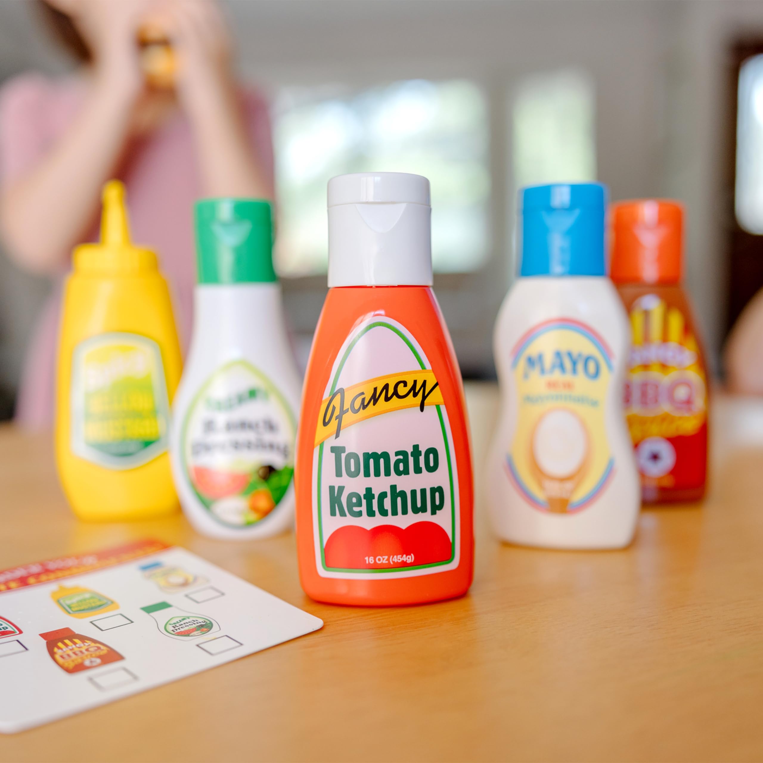 Melissa and Doug mustard bottle ready for creative sandwich play