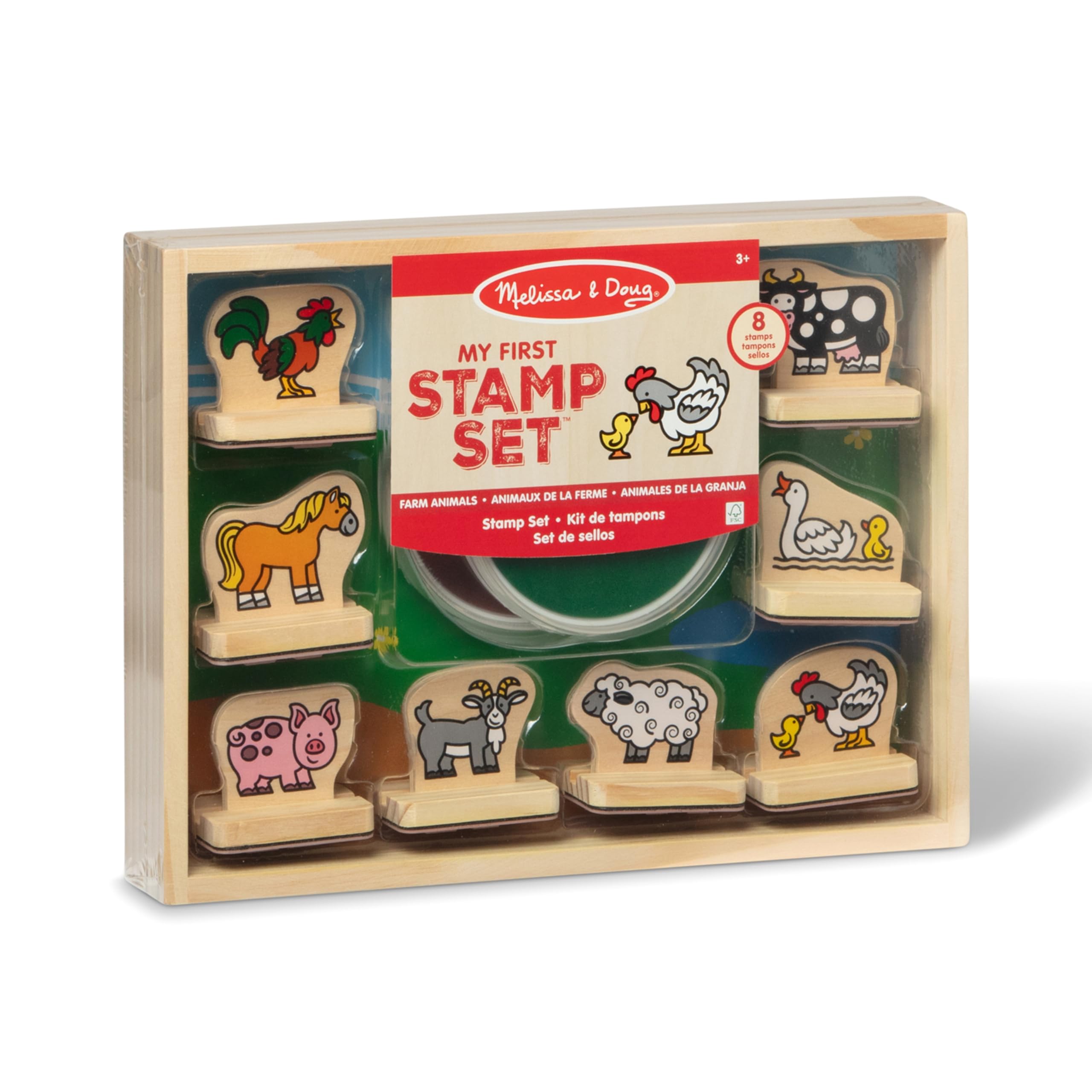 Melissa & Doug My First Wooden Stamp Farm Animals Set for little hands