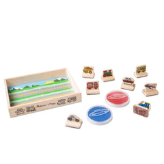 Melissa & Doug My First Wooden Stamp Set Vehicles dump truck stamp with sturdy wood handle