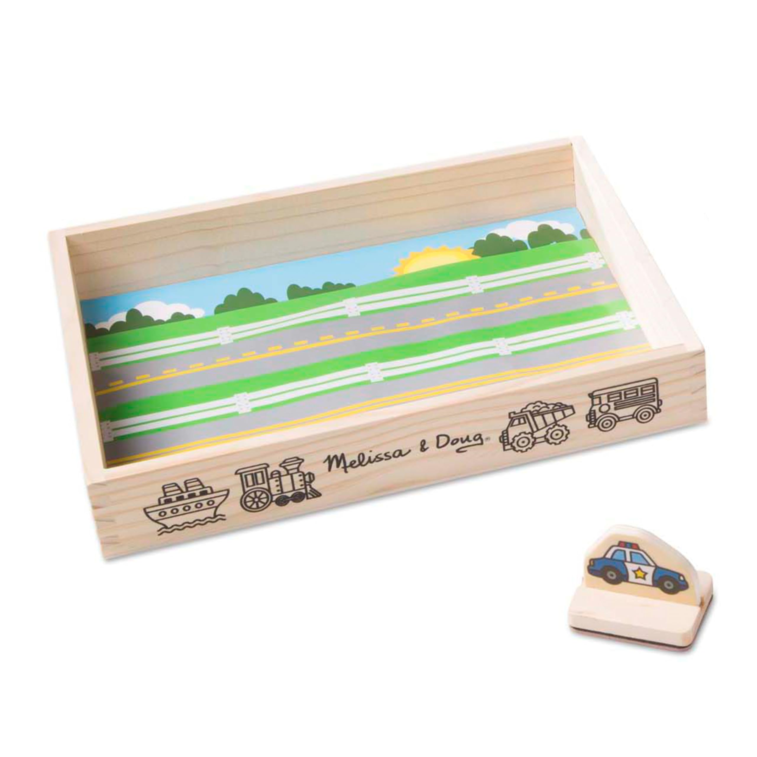 Melissa & Doug My First Wooden Stamp Set Vehicles police car stamp with bold lines