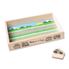 Melissa & Doug My First Wooden Stamp Set Vehicles police car stamp with bold lines
