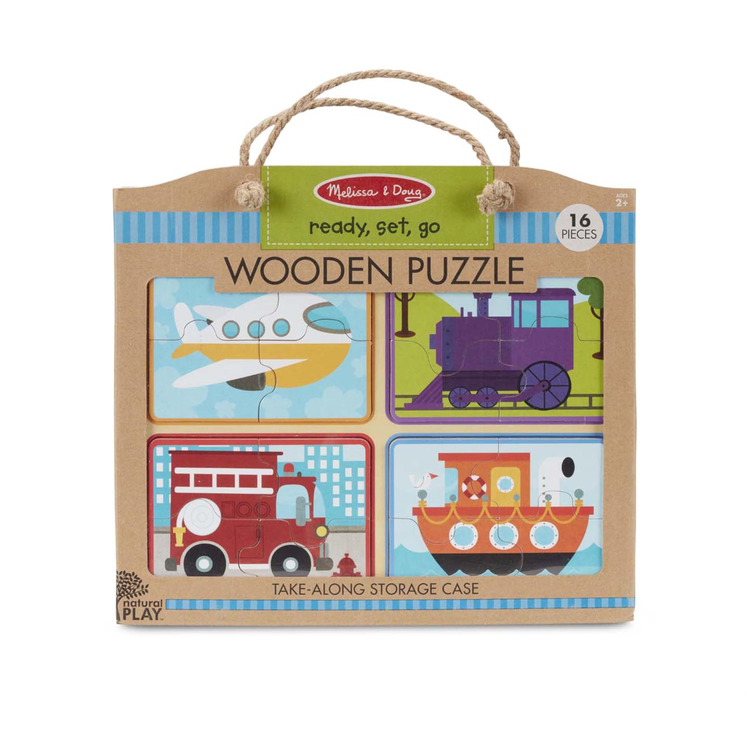 Melissa & Doug Ready Set Go pieces fit snugly on the wooden board.
