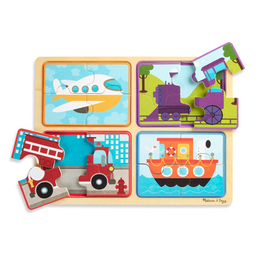 Melissa & Doug Ready Set Go plane puzzle enhances fine motor skills.