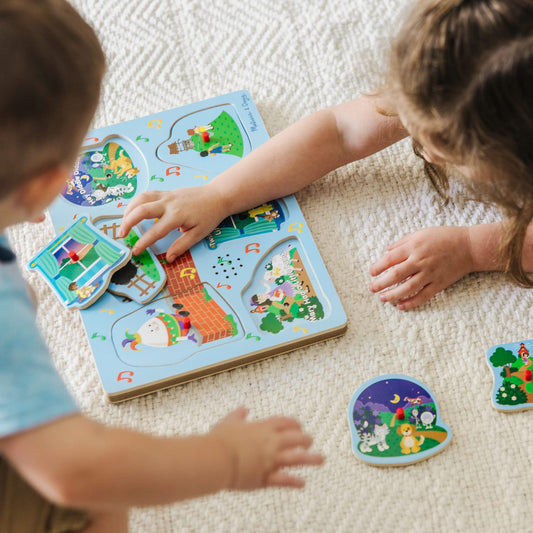 Melissa & Doug sound puzzle pieces encourage fine motor skills as children match images.