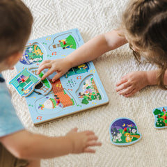 Melissa & Doug sound puzzle pieces encourage fine motor skills as children match images.