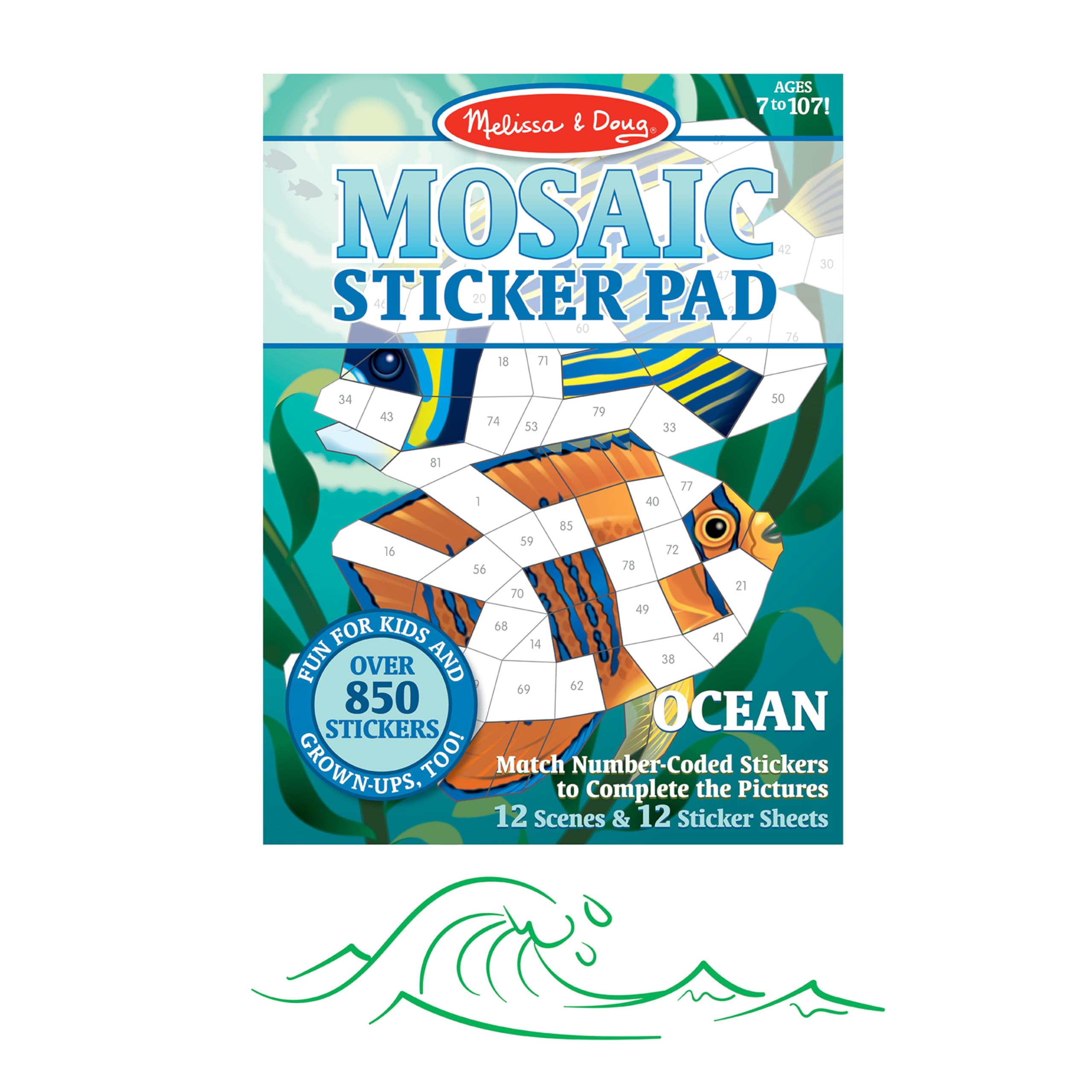 Melissa and Doug Ocean Animals mosaic scene 1 offers vibrant sea life for screen-free creativity.
