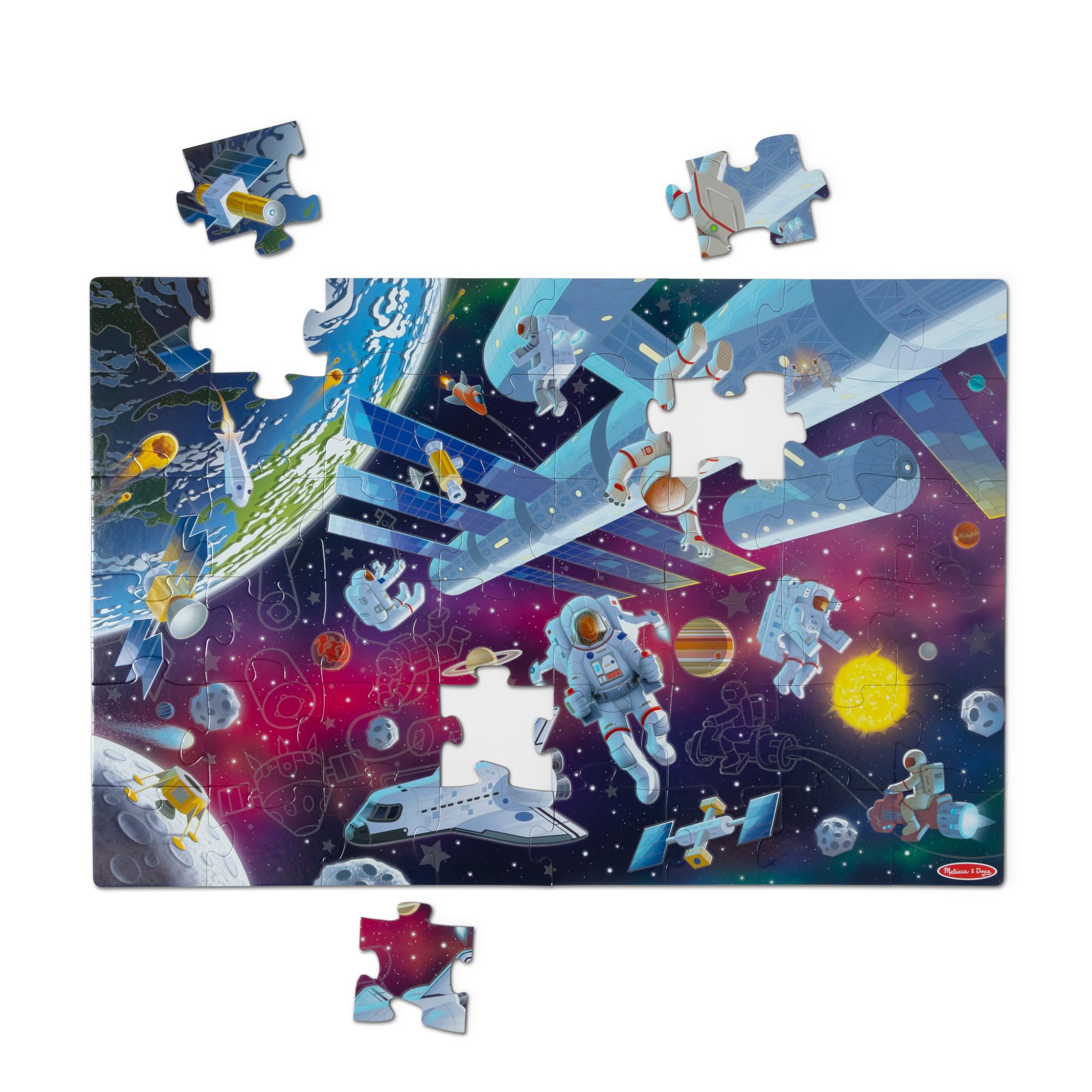 Melissa & Doug outer space puzzle 48 pieces for hands-on, screen-free learning.