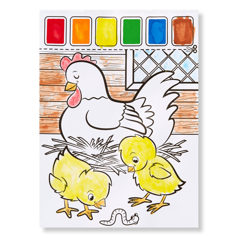 Melissa & Doug Farm Animals scene demonstrates color recognition while painting with water