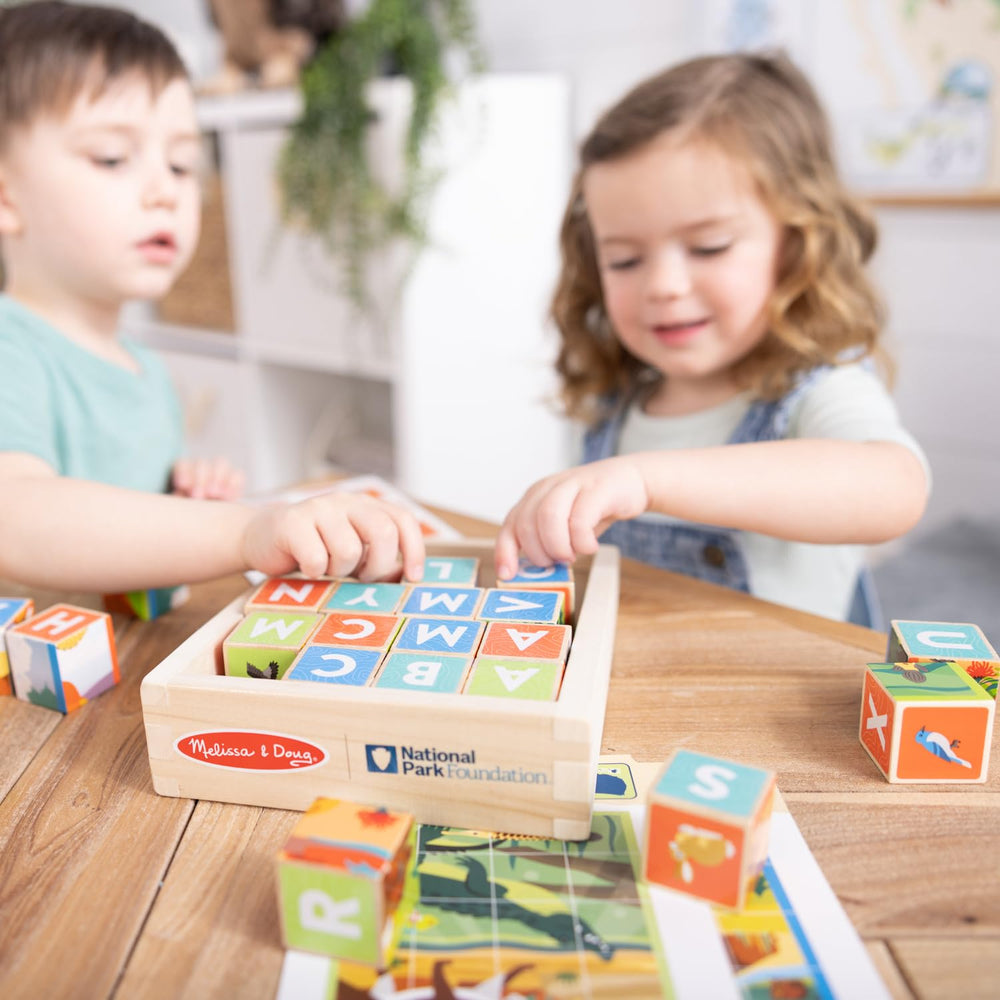 Melissa & Doug park scene guides showing completed puzzles and search-and-find activities