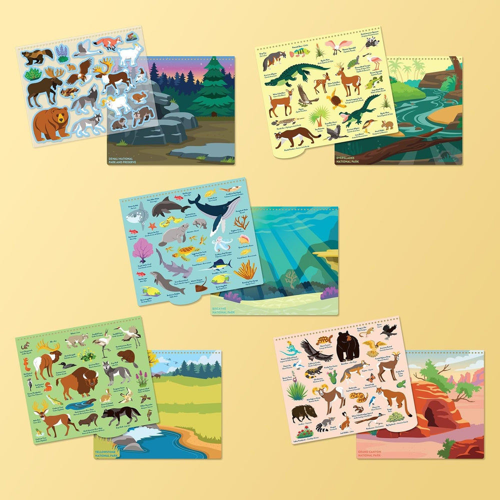 Melissa & Doug Parks Reusable Stickers color-coded tabs and travel pad for mess-free storage