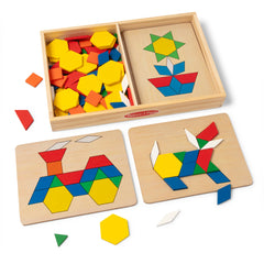 Melissa and Doug pattern blocks tiles colorful for hands-on pattern play.