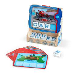 Pup Pad flap open reveals answers during spelling checks.