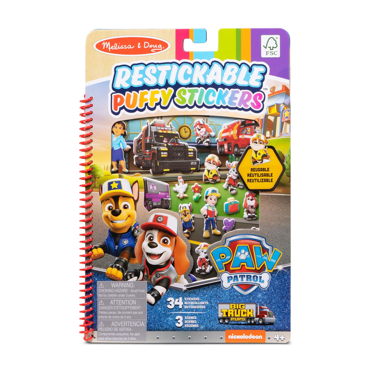 Melissa & Doug PAW Patrol restickable Puffy Stickers on Big Truck Pup scene for imaginative play