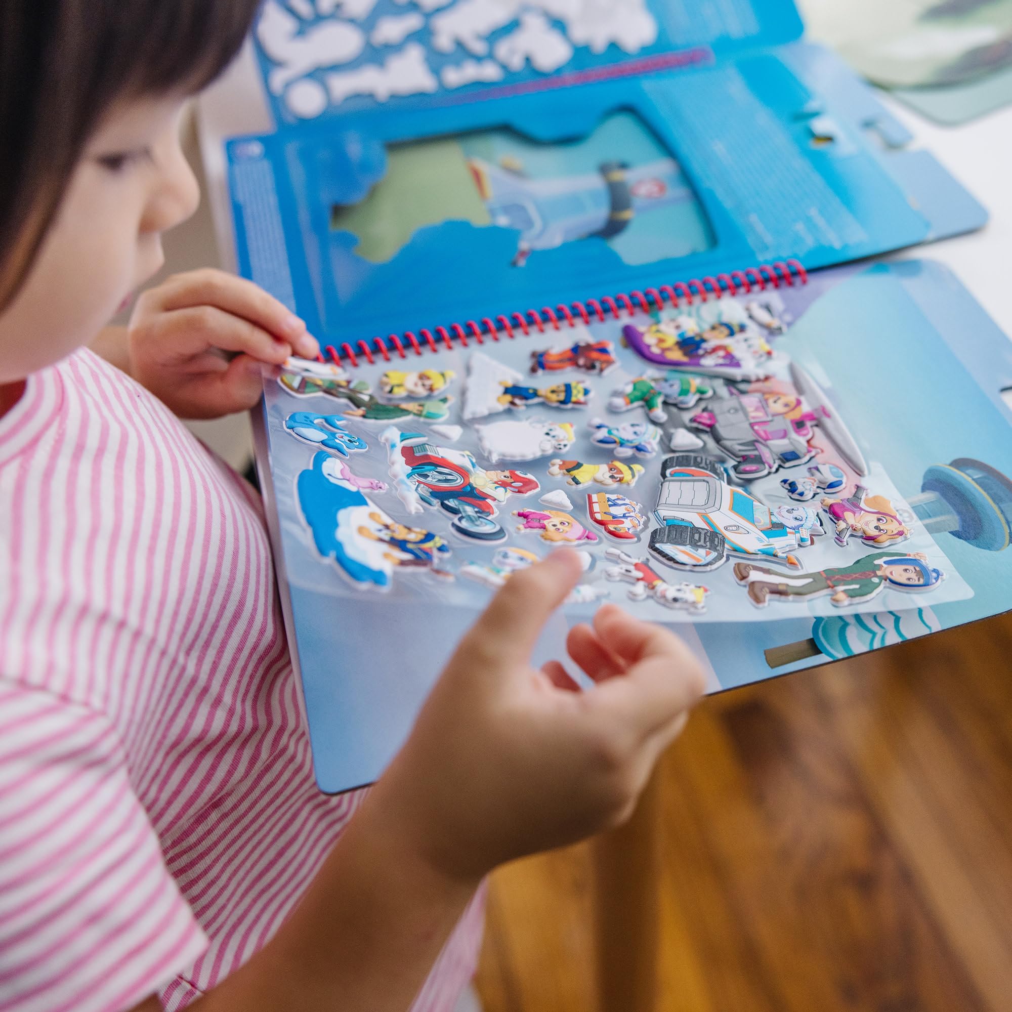 PAW Patrol stickers peel and reposition for quick scene changes with Melissa & Doug.