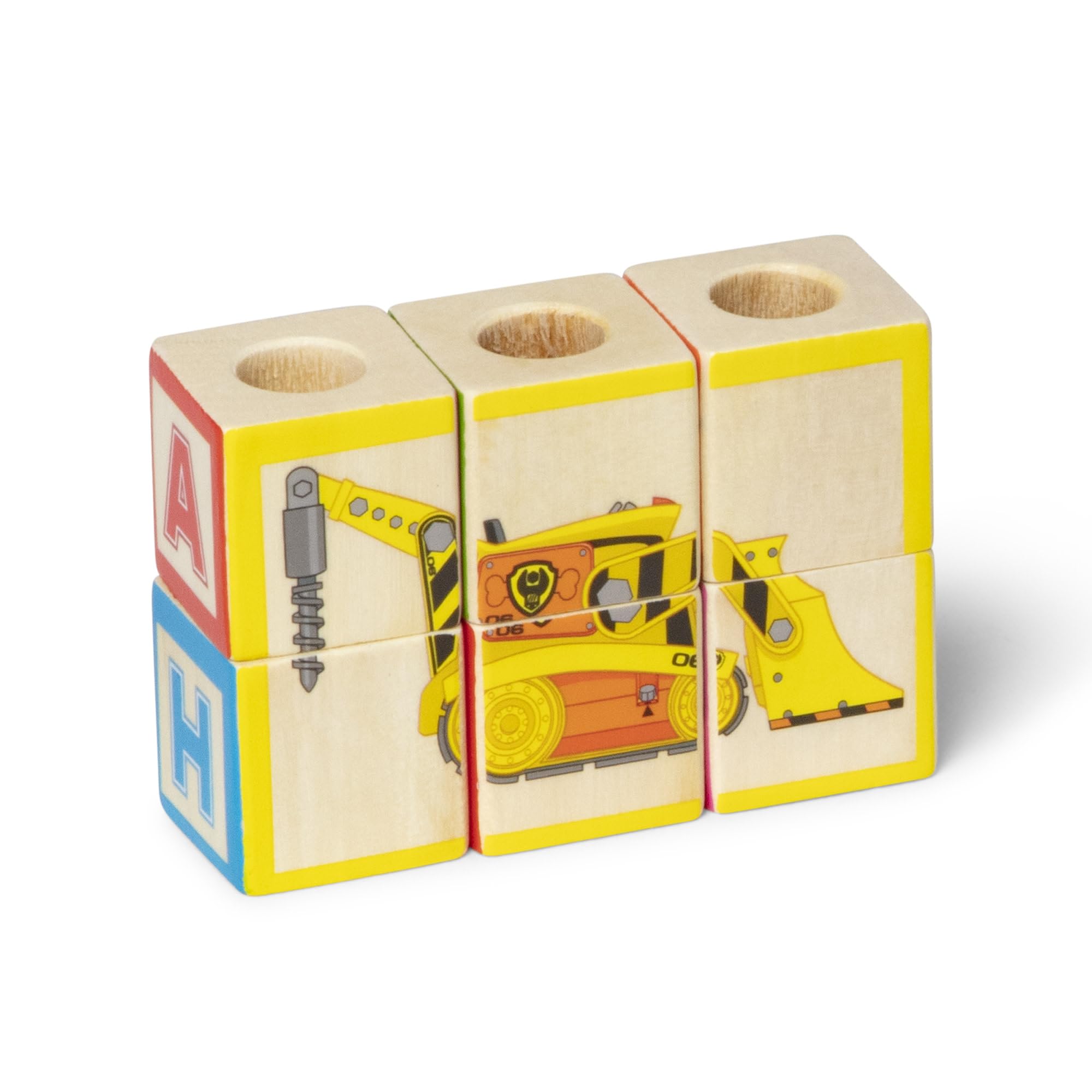 Melissa and Doug sturdy wooden truck and trailer construction for durable play.