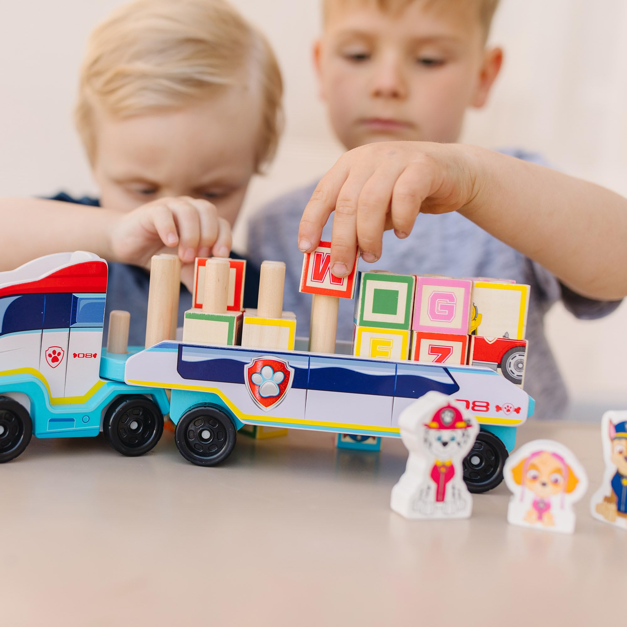 Melissa and Doug Paw Patrol truck side view demonstrates large, kid-friendly design for exploration.
