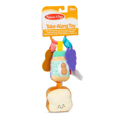 Rattle-filled jar piece adds gentle sound to invite baby to explore cause and effect.