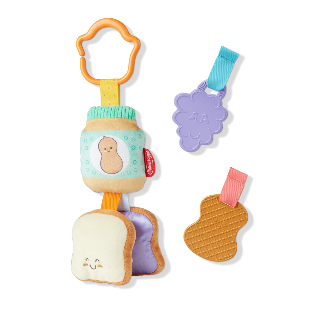 Textured grapes and peanut parts encourage tiny fingers to grab and move.