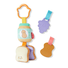Textured grapes and peanut parts encourage tiny fingers to grab and move.
