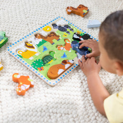 Melissa & Doug Pets Puzzle rabbit piece enhances hand-eye coordination through matching tasks
