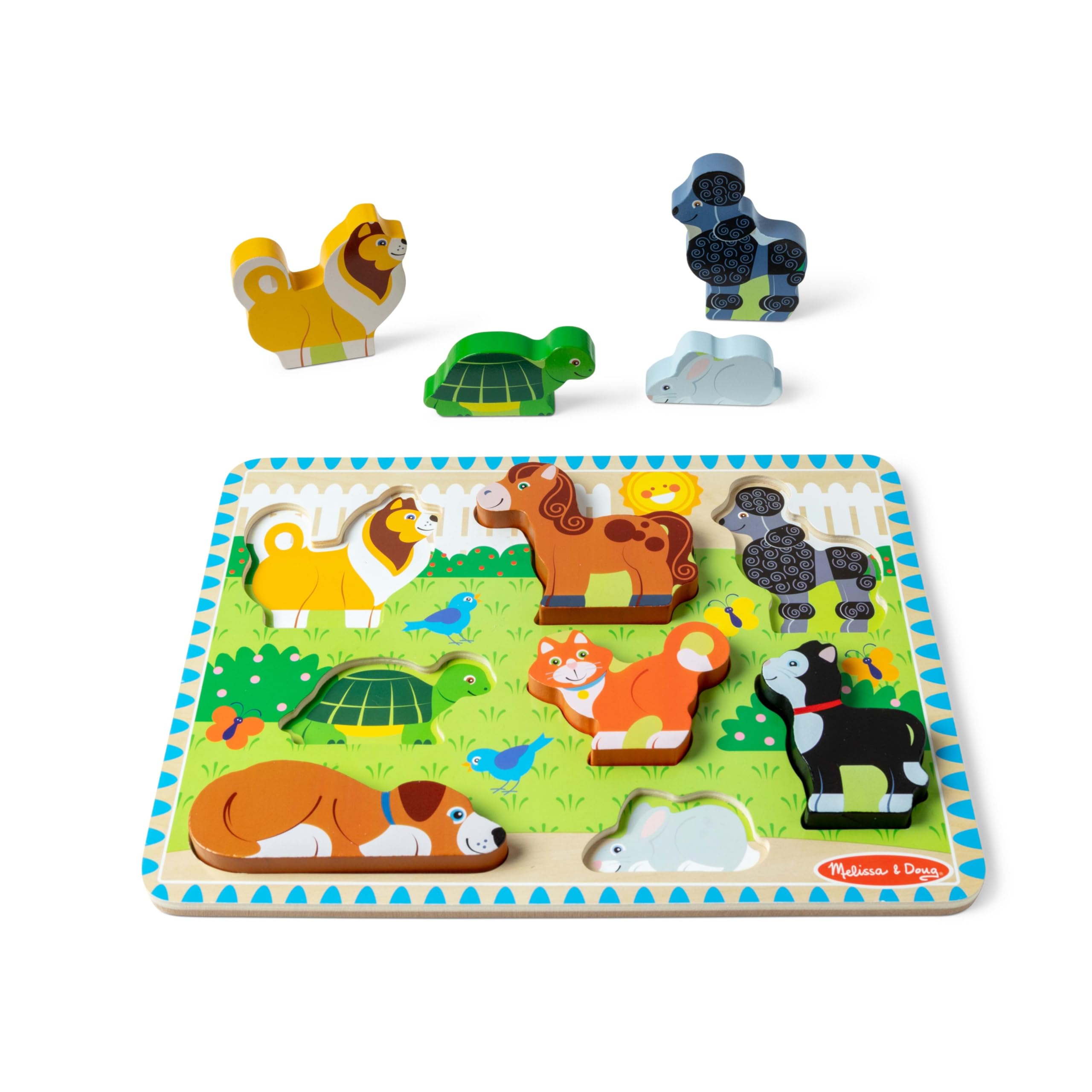 Melissa & Doug Pets Puzzle turtle piece encourages focus while placing pieces on the board