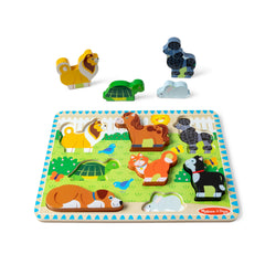 Melissa & Doug Pets Puzzle turtle piece encourages focus while placing pieces on the board