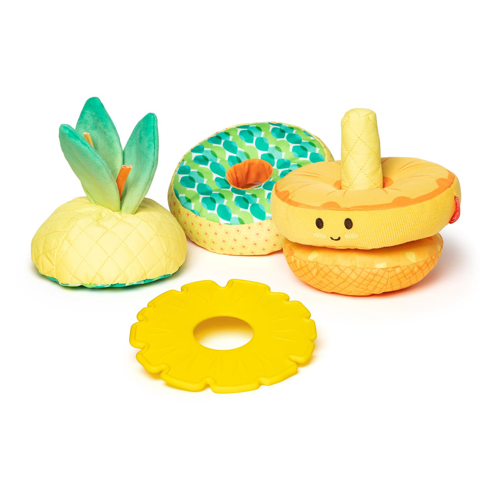 Melissa & Doug Pineapple Soft Stacker two squeezable rings close-up for sensory play.