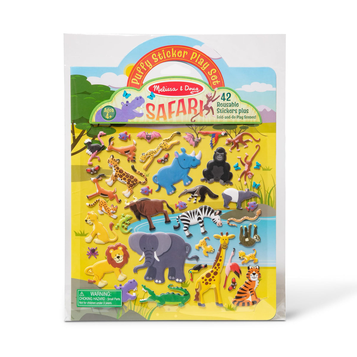 Melissa & Doug Safari Puffy Sticker Set with 42 reusable stickers for creative play.
