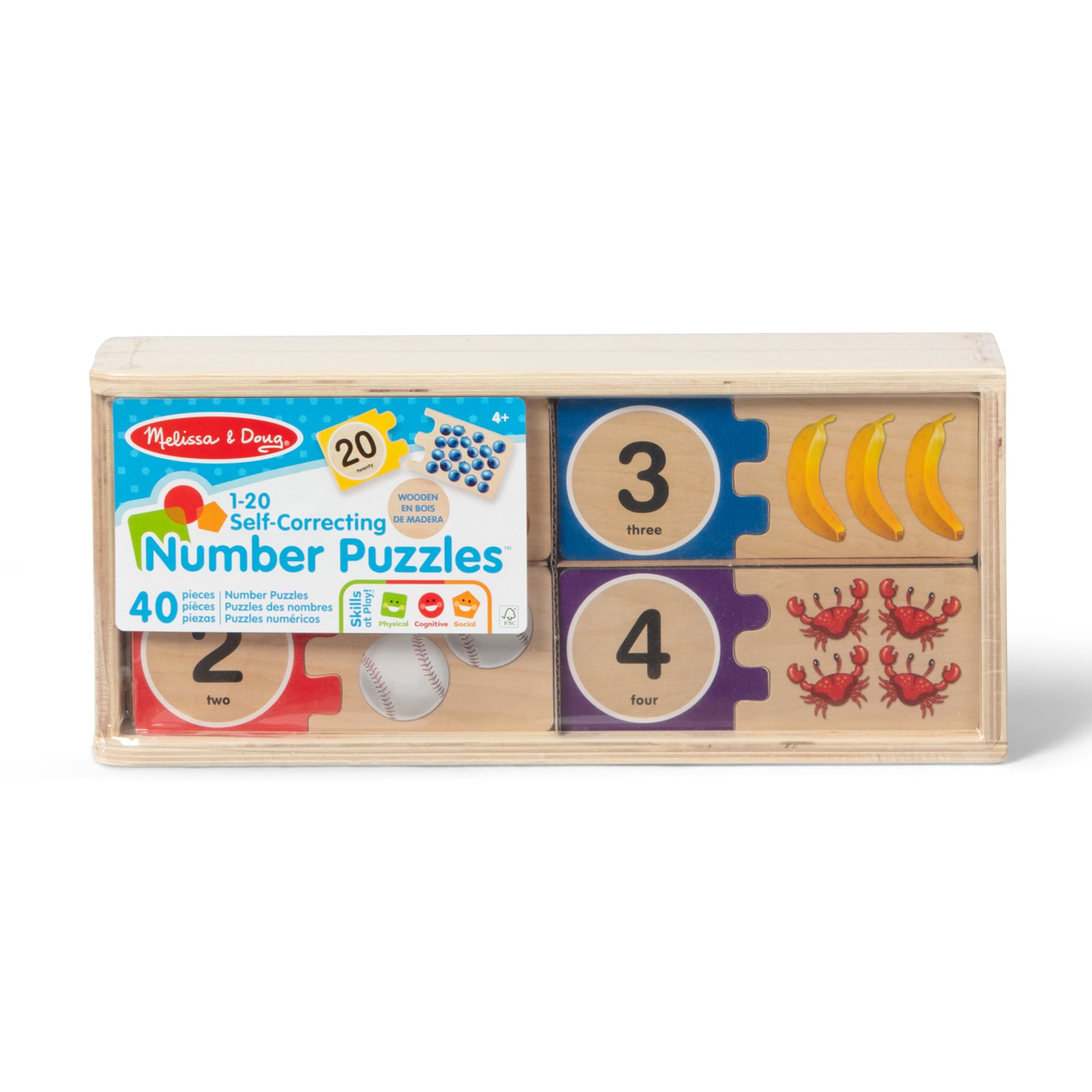 Colorful Melissa & Doug puzzle pieces with familiar objects to engage children