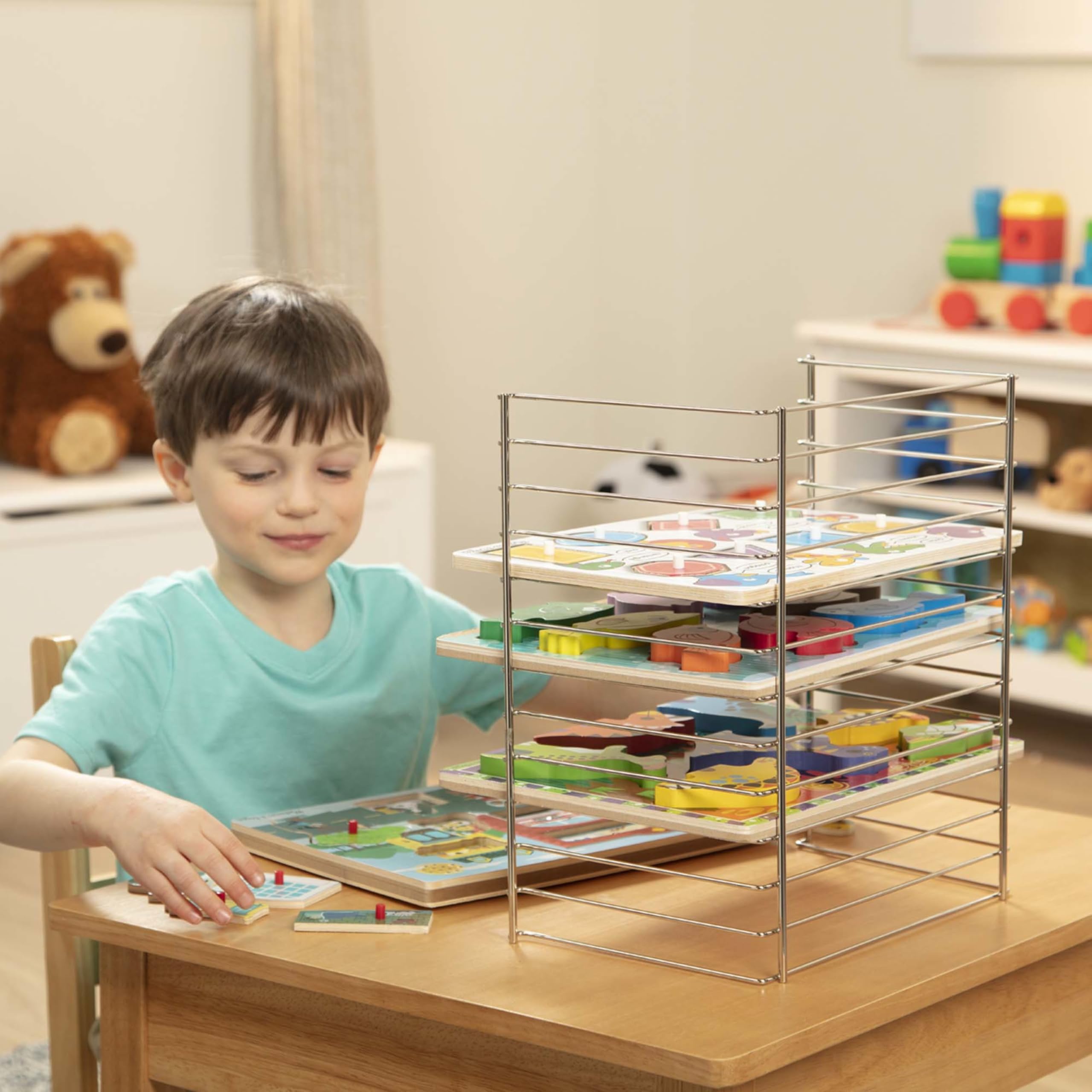 Melissa & Doug puzzle storage rack preassembled for quick setup