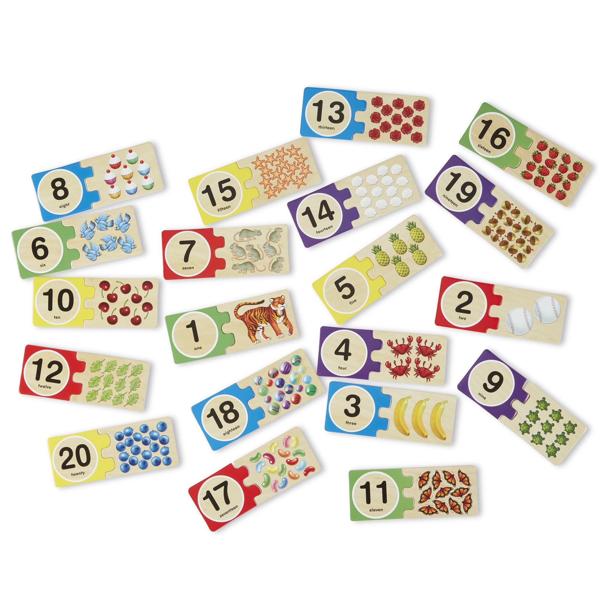 Puzzles showing stars and cupcakes to illustrate numbers 1–20 and counting concepts