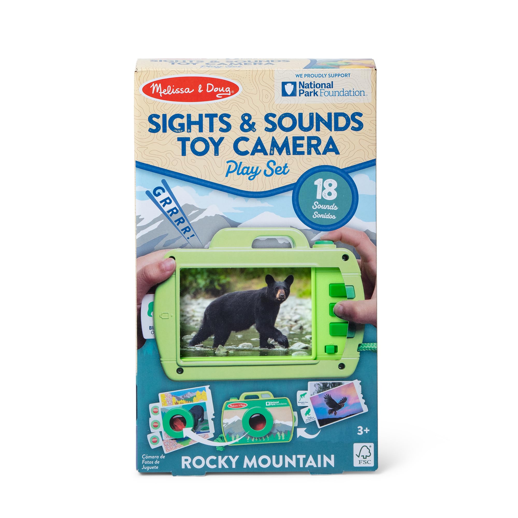 Melissa & Doug removable red lens magnifier enables close-up spotting.