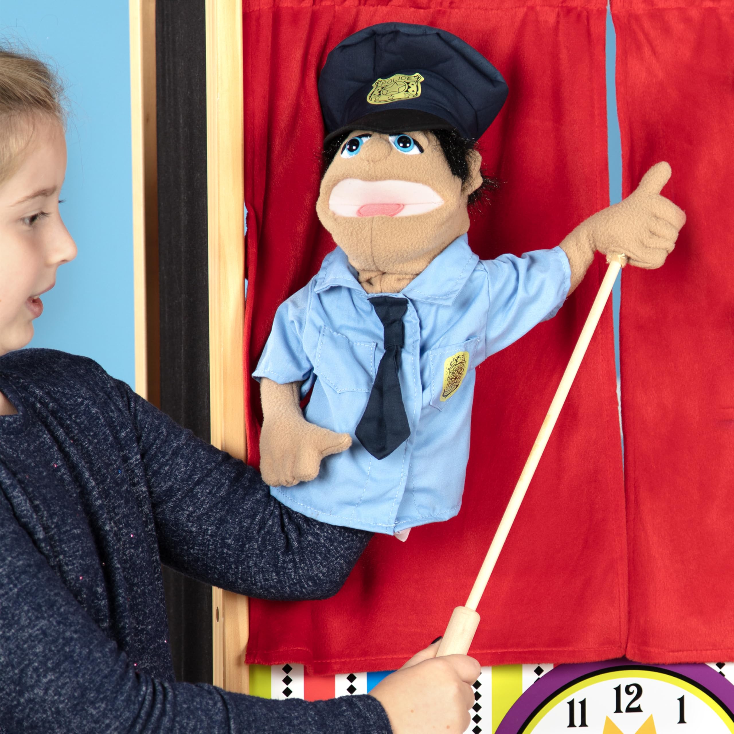 Melissa & Doug Rescue Puppet Set detachable rod suits lefties and righties.