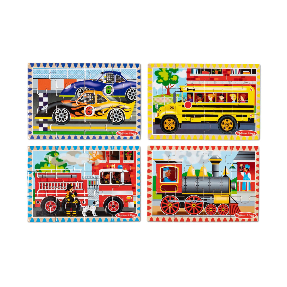 Melissa & Doug school bus puzzle promotes color recognition and fine motor skills.