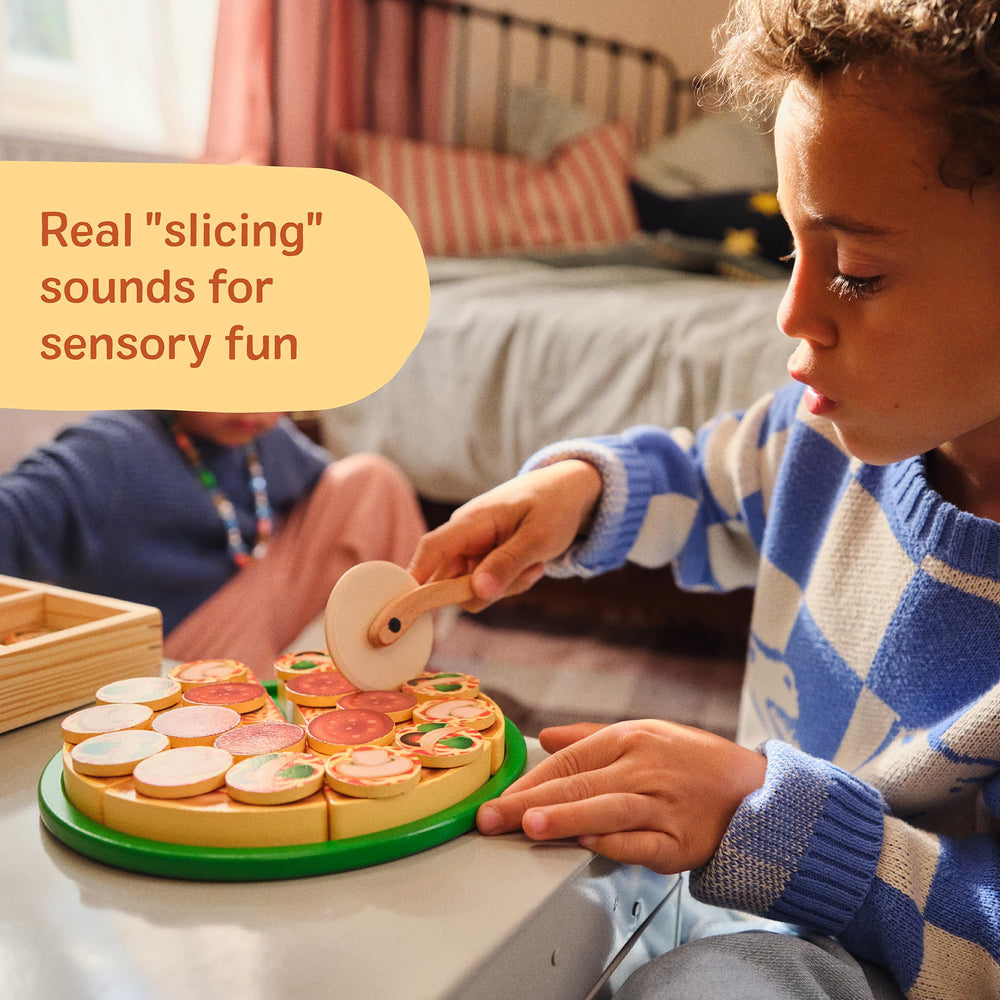 Melissa & Doug self-stick pizza slices with crunchy cutting sound