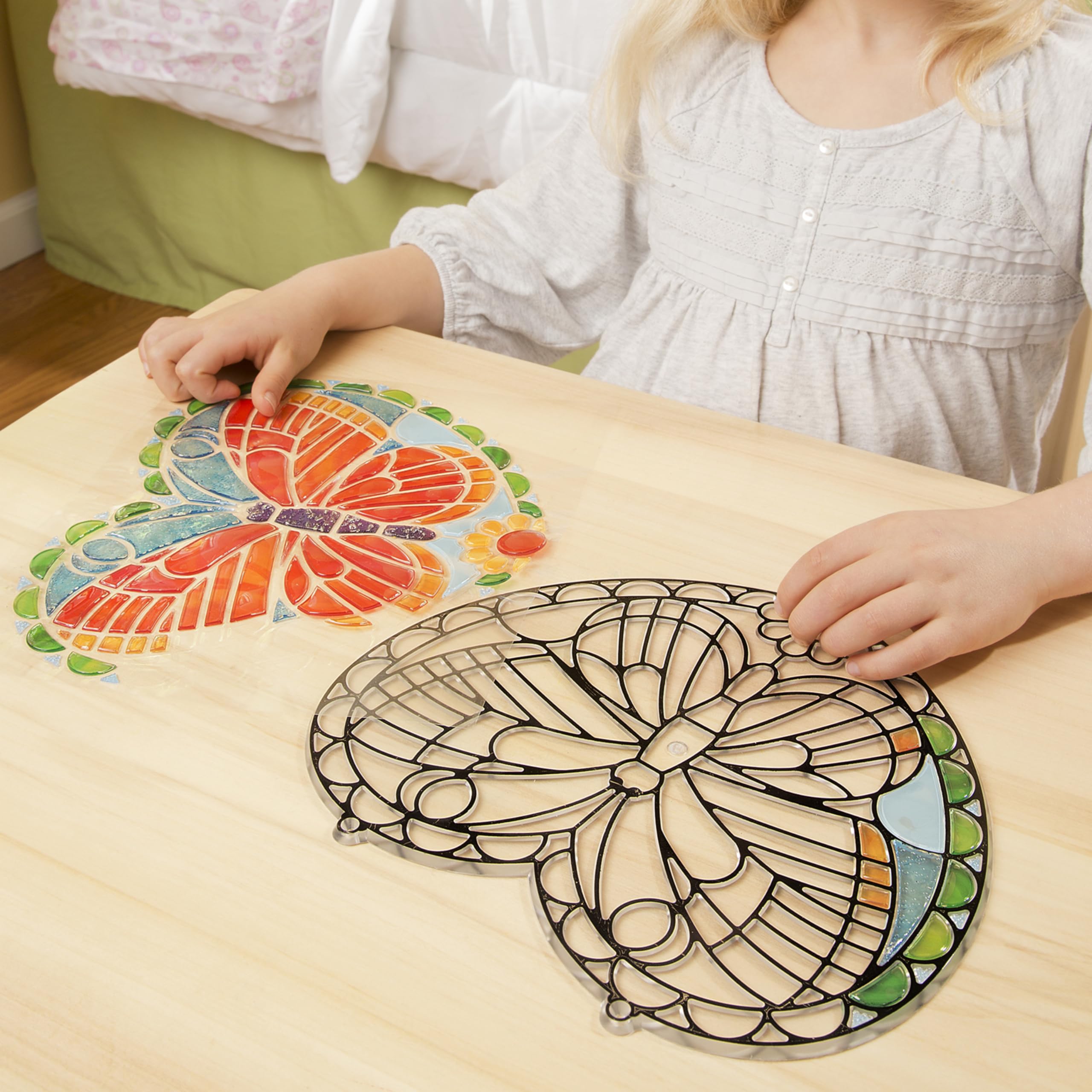 Melissa and Doug butterfly art glows when hung in sunlight with vibrant color