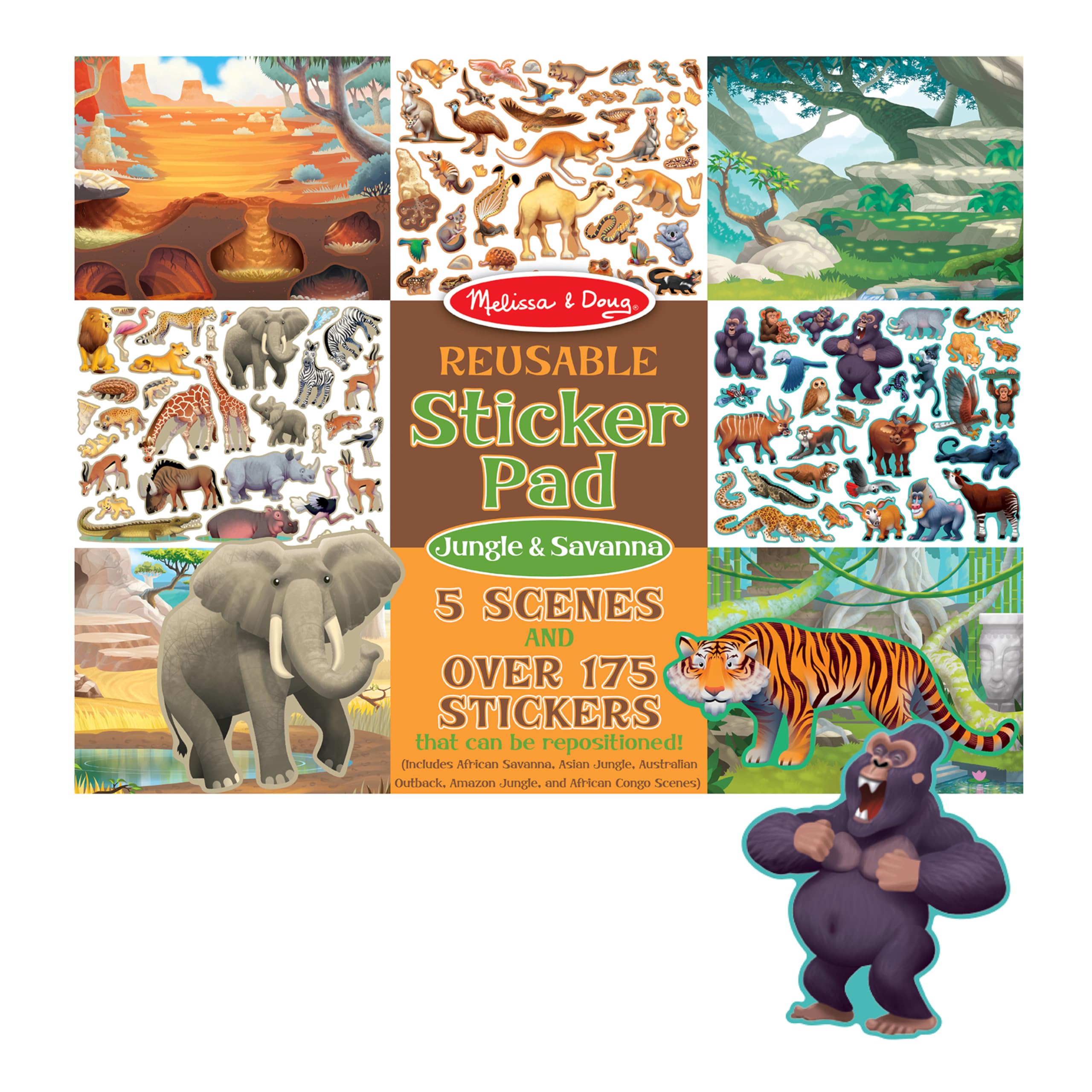 Melissa & Doug sticker pad african-congo scene with large backgrounds for guided activity.