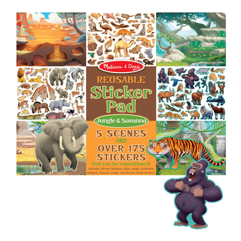 Melissa & Doug sticker pad african-congo scene with large backgrounds for guided activity.