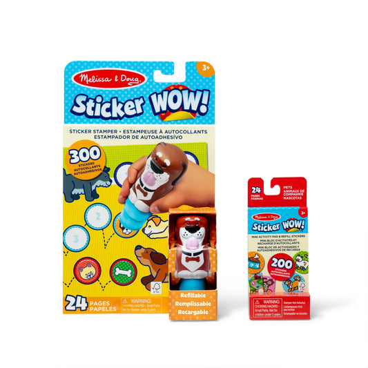 Melissa & Doug Sticker WOW dog stamper featuring Cocoa, ideal for mess-free stamping during playtime.