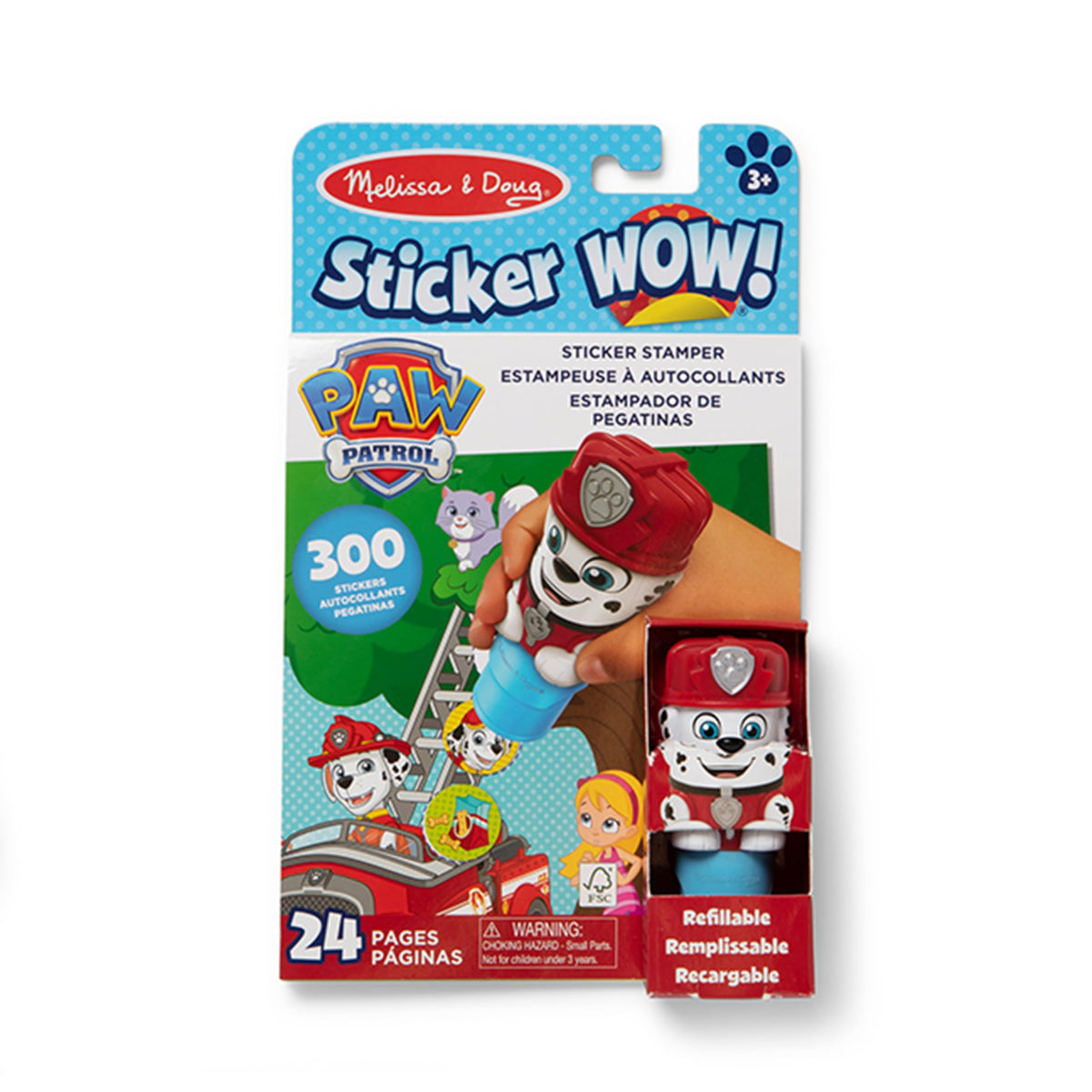 Melissa and Doug Sticker WOW Marshall stamper stamping PAW Patrol stickers on craft pages
