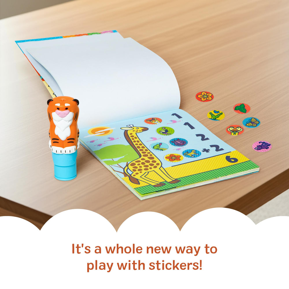 Melissa & Doug Sticker WOW stamper action dispenses stickers with no peeling required.