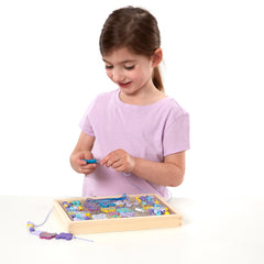 Durable wooden tray keeps Melissa & Doug bead kit organized