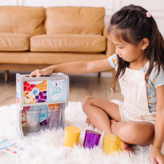 Thirst Quencher ice cubes add color and chill to pretend drinks.