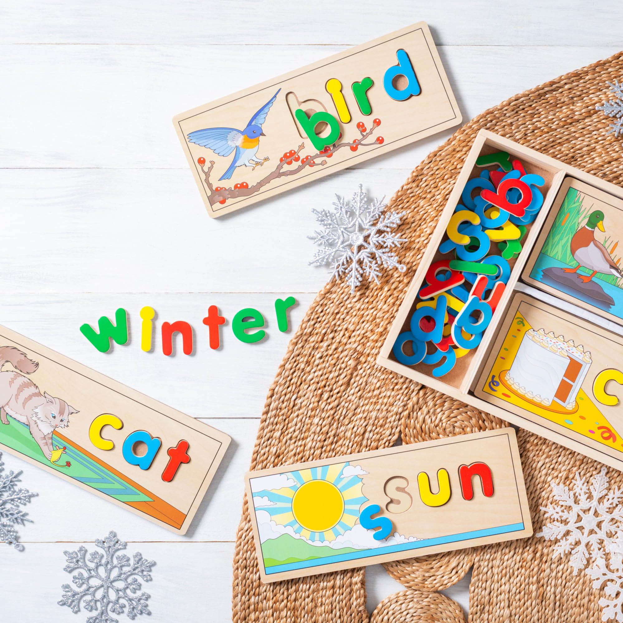 Melissa & Doug See & Spell wooden construction supports durable, kid-friendly use.