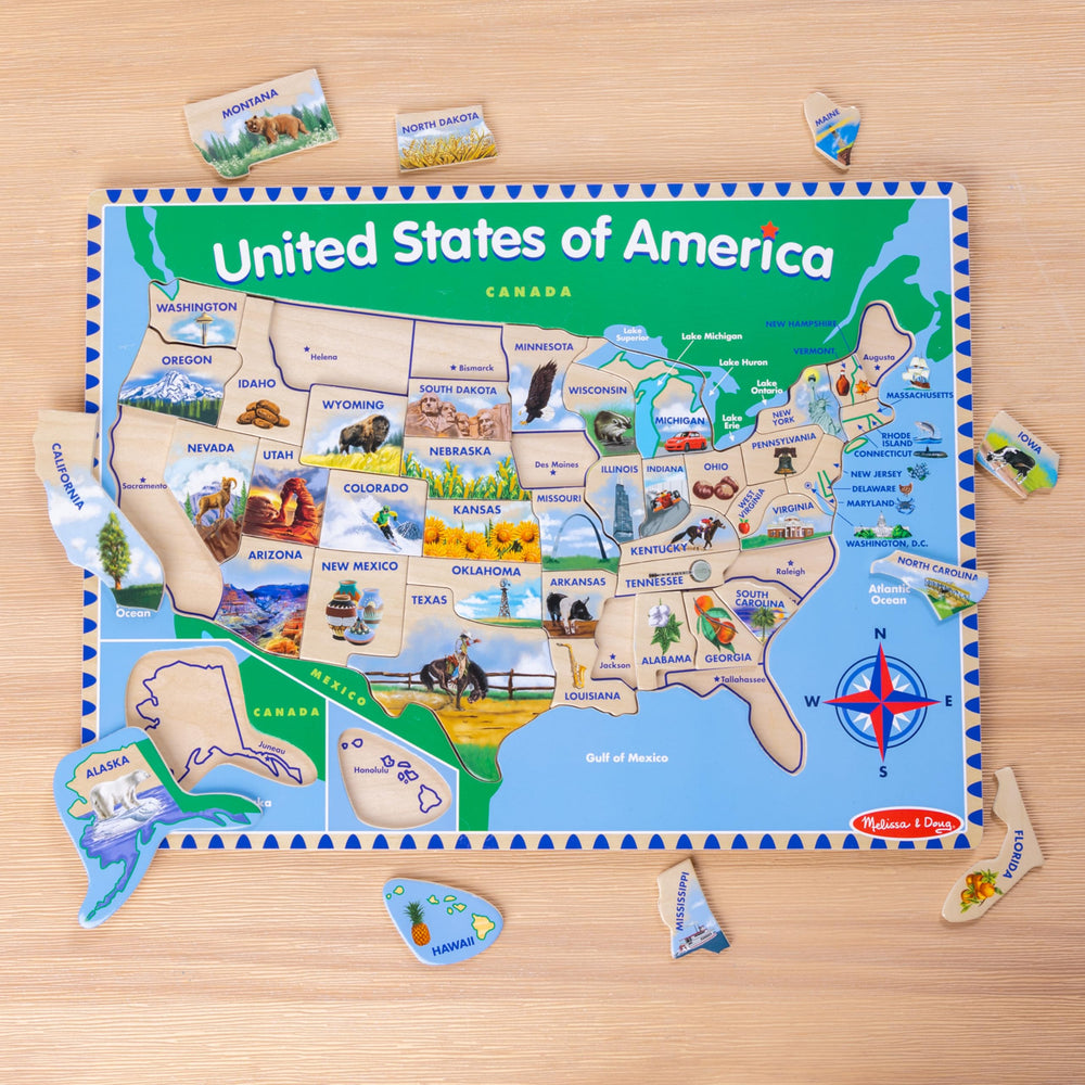 Screen-free play with Melissa & Doug USA Map puzzle