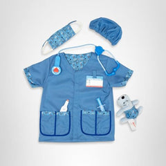Melissa & Doug vet dress-up set organized for kids' play