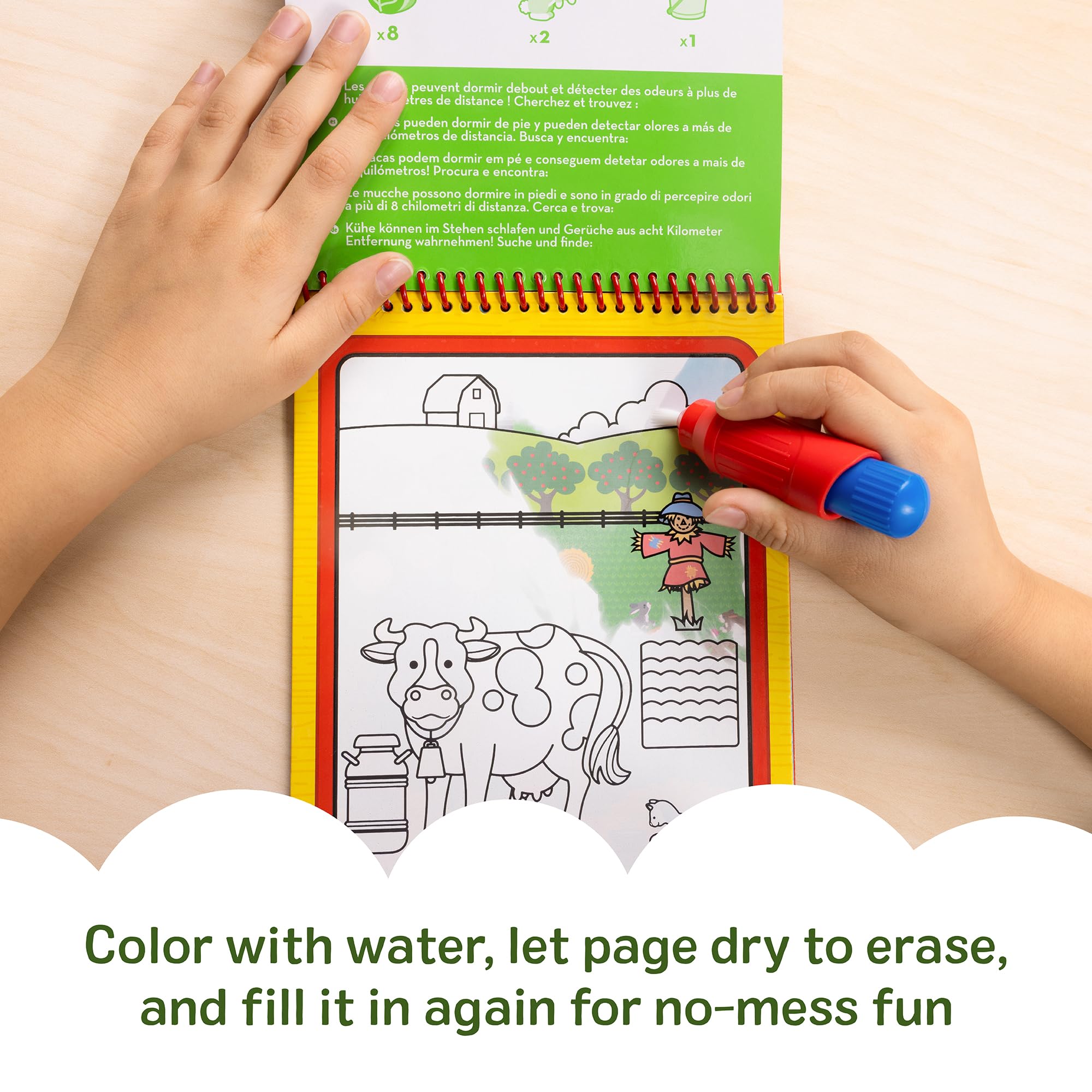 Farm scene page 1 reveals colors with water for early color recognition from Melissa & Doug Water Wow.