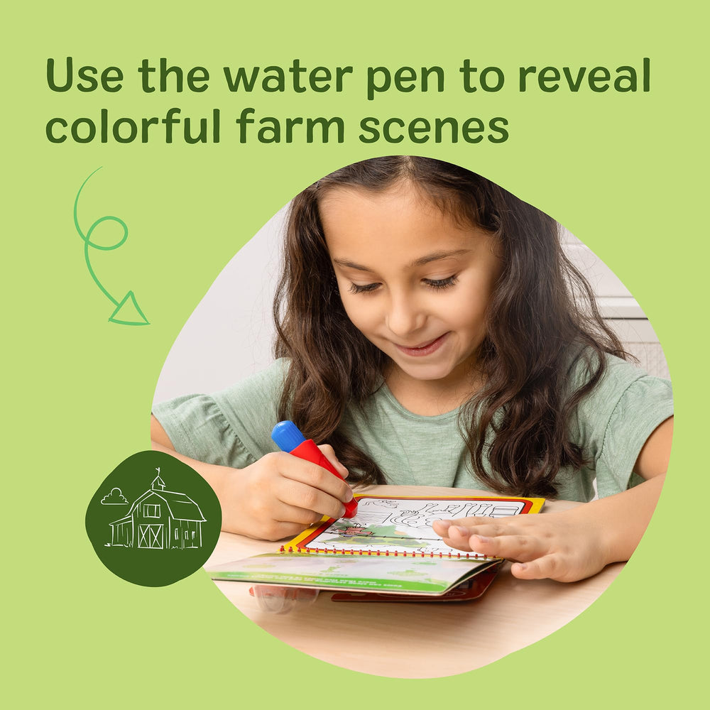 Farm scene page 2 helps develop fine motor skills as colors appear with water.